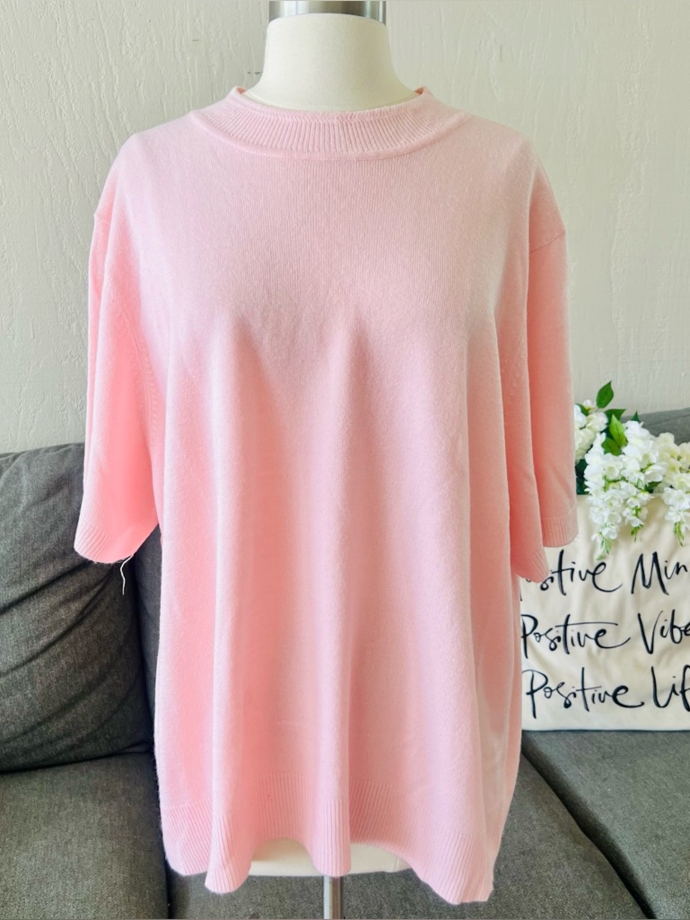 Vintage Pink Short-Sleeve Knit Top